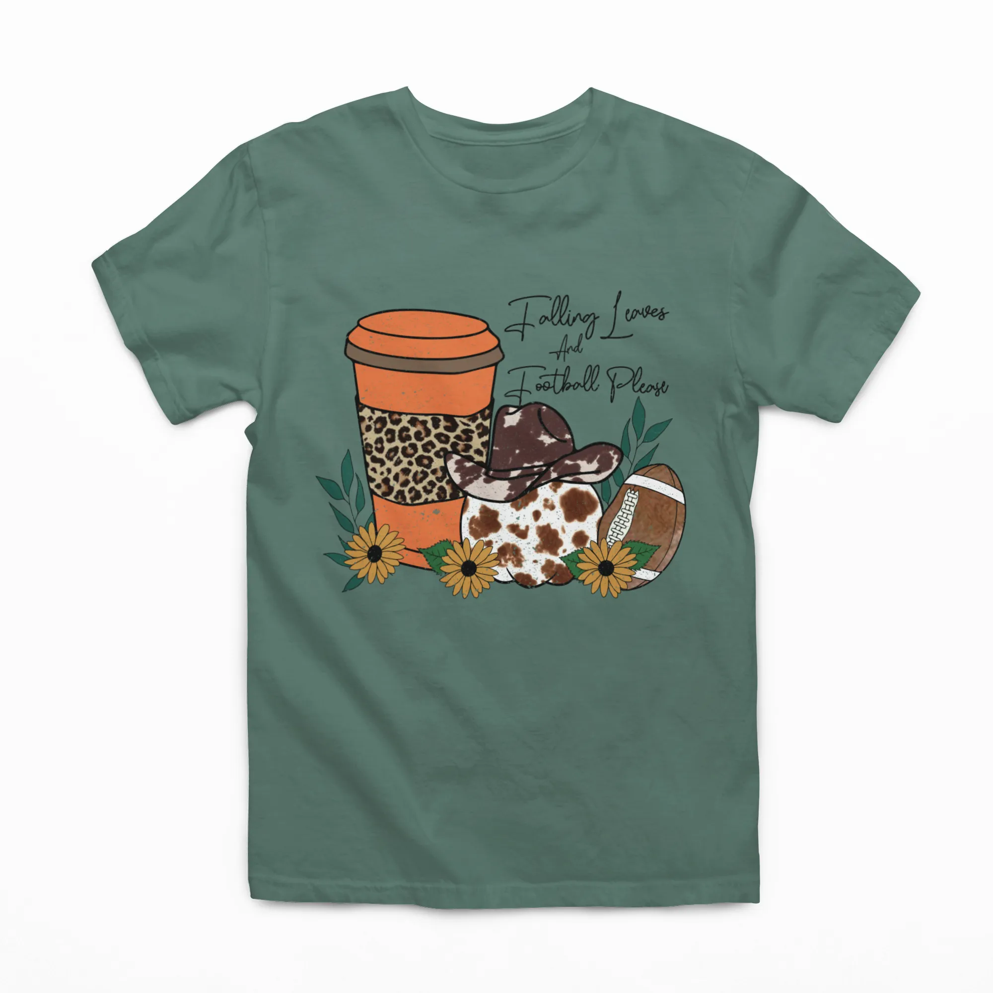 Fall Leaves And Football Please Graphic Tee