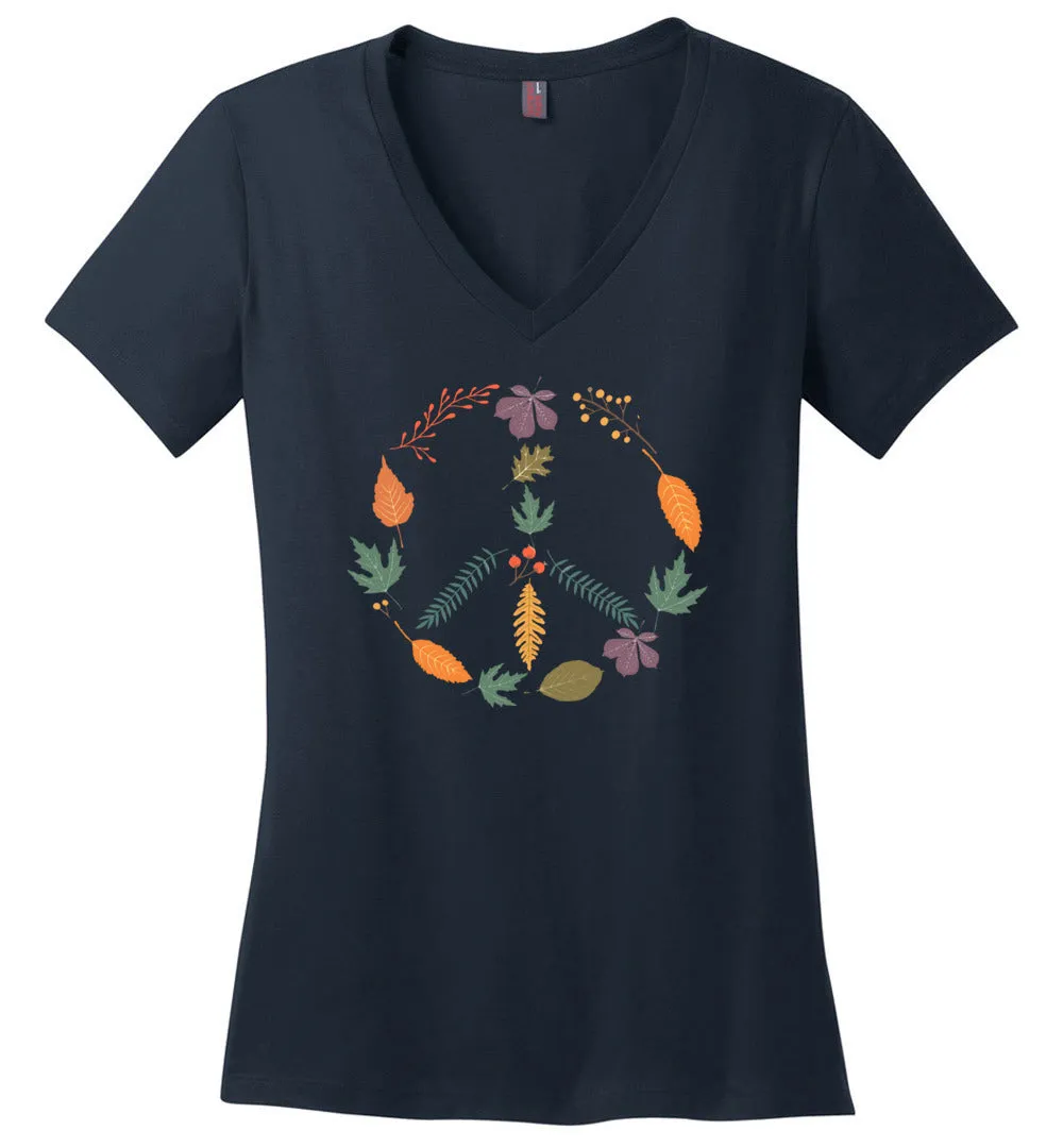 Fall Peace Sign V-Neck