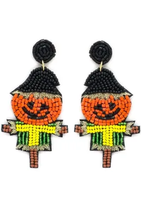 Fall Scarecrow halloween beaded earrings