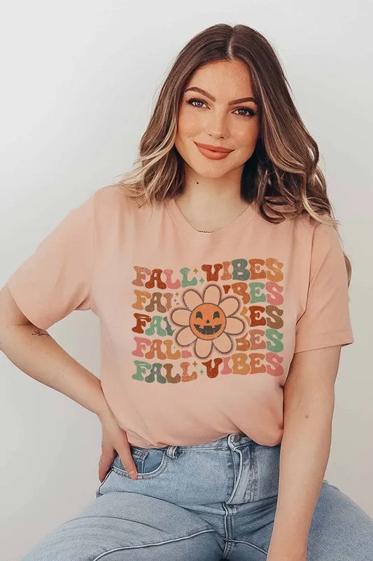 FALL VIBES FLOWER GRAPHIC TEE PLUS SIZE