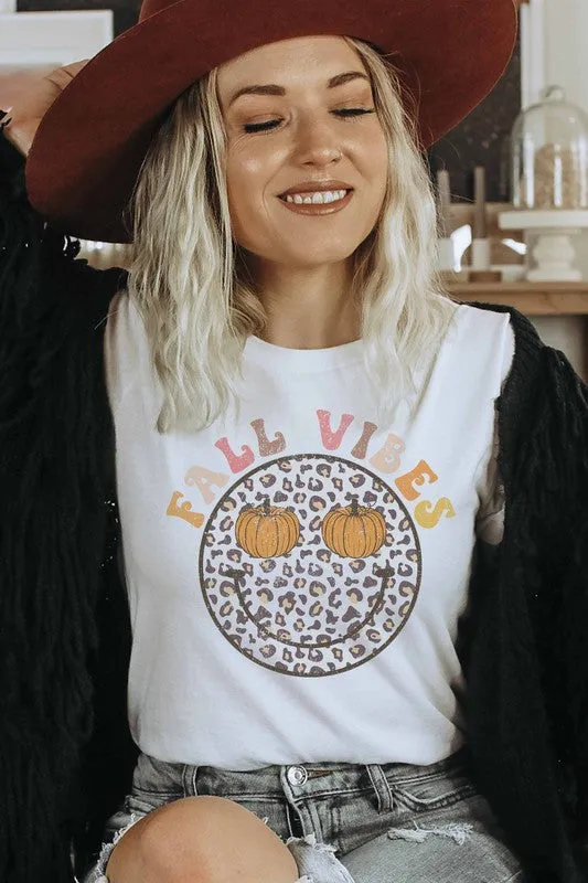 FALL VIBES LEOPARD PUMPKINS GRAPHIC TEE PLUS SIZE