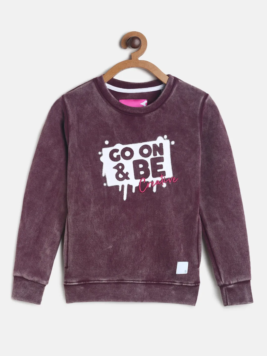 Girls Mauve Printed Sweatshirt