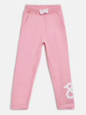 Girls Pink Cotton Joggers