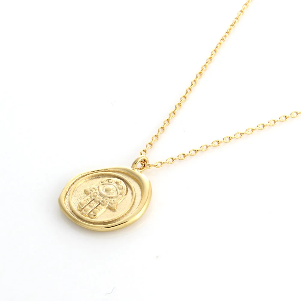 Hamsa Hand Wax Seal Necklace