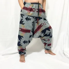 Handmade Multiprint Wool Pant, Wool Harem Pants from Nepal, Yoga Pants, Non Itchy Wool Pants for Winter, Warm Winter Pants, Winter Clothing