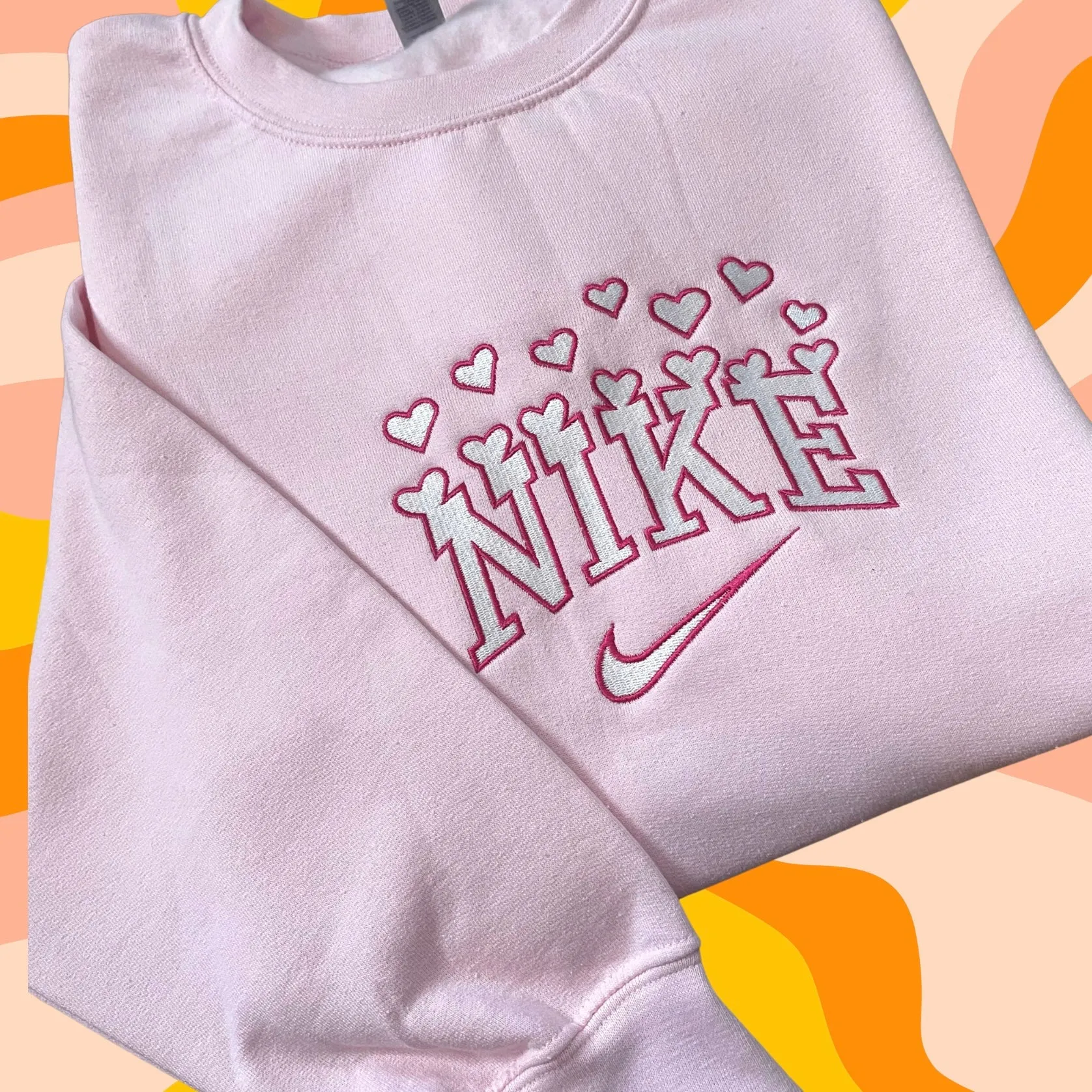 Hearts Embroidered Crewneck Sweatshirt