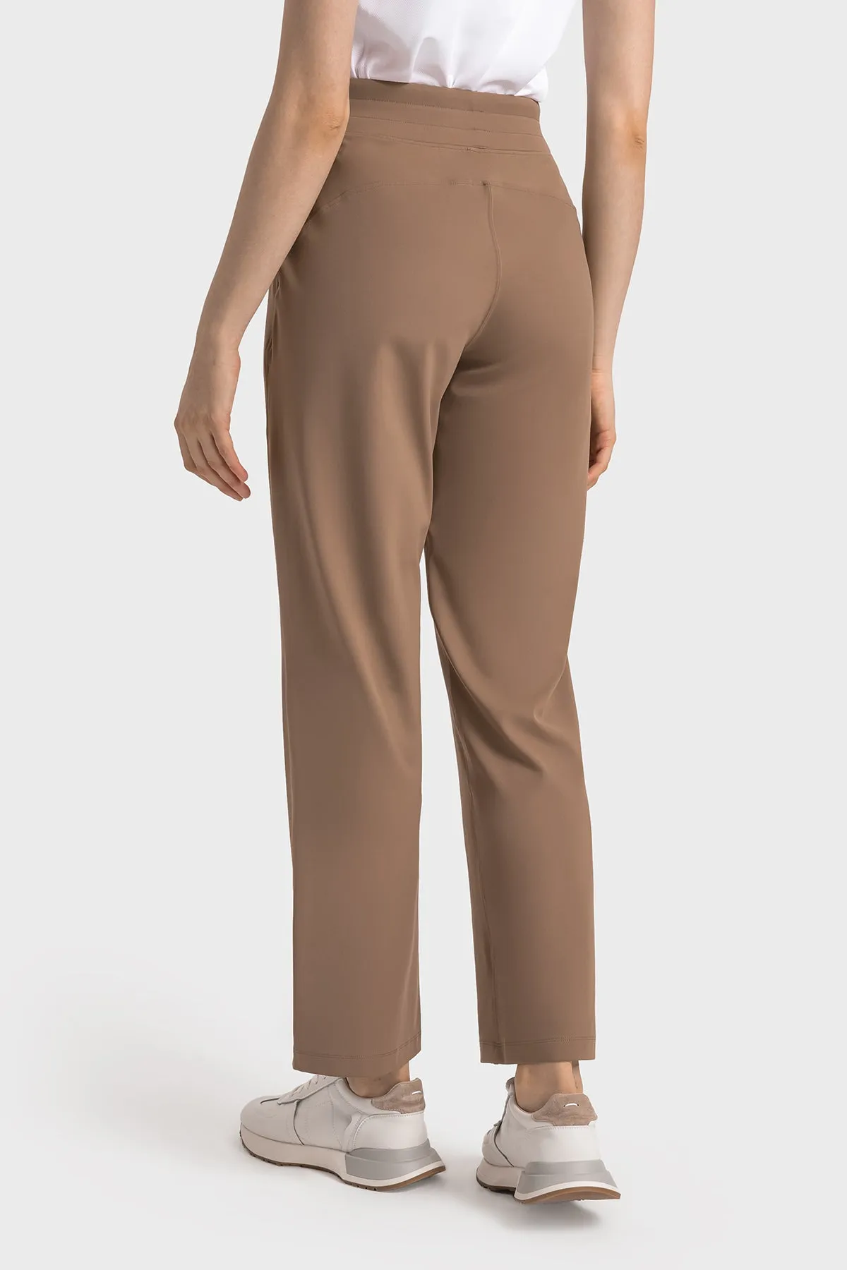 High-Waisted Straight-Leg Casual Trousers