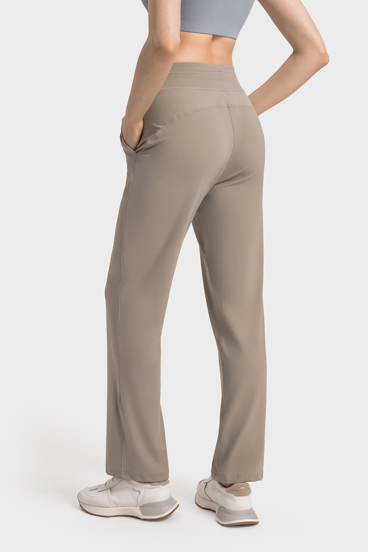 High-Waisted Straight-Leg Casual Trousers