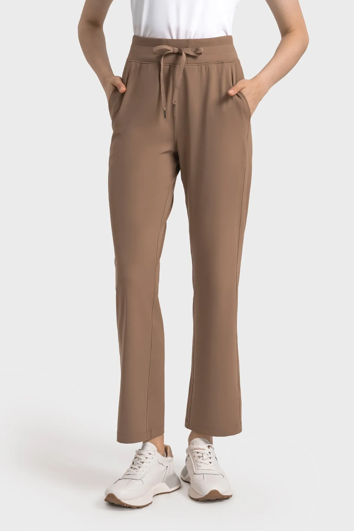 High-Waisted Straight-Leg Casual Trousers