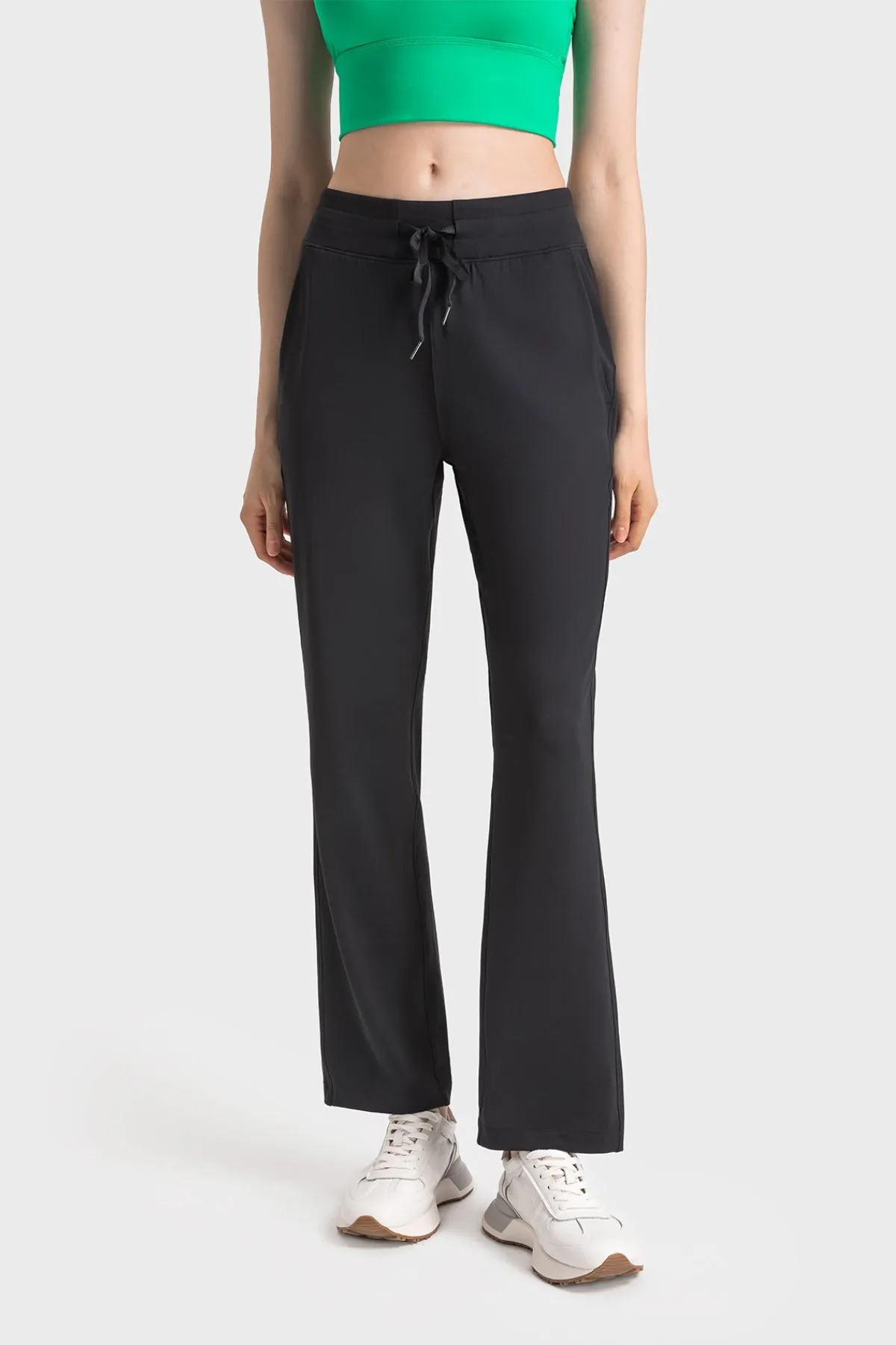 High-Waisted Straight-Leg Casual Trousers