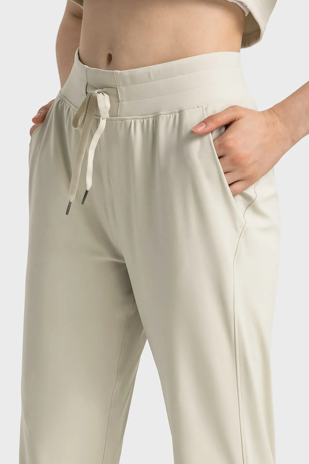 High-Waisted Straight-Leg Casual Trousers