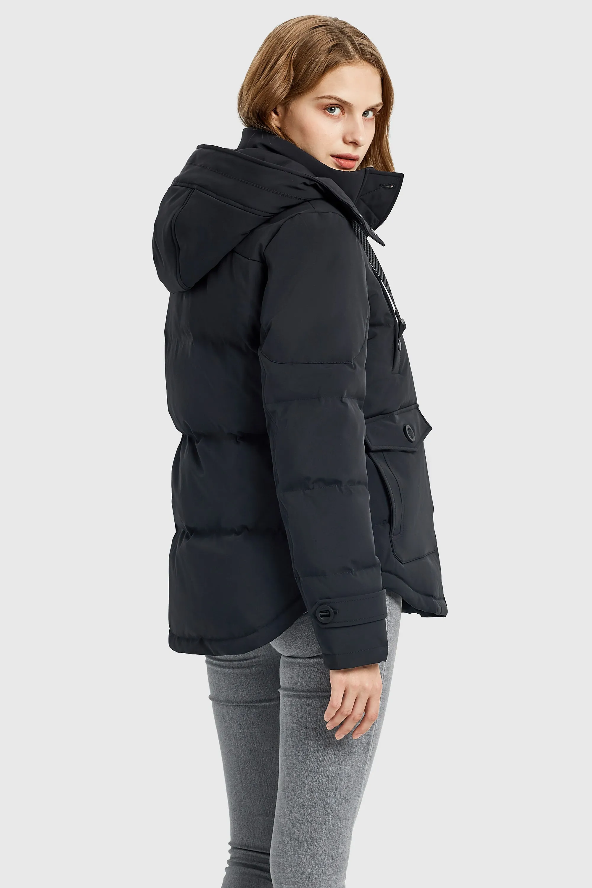 Hooded Down Jacket with Pockets