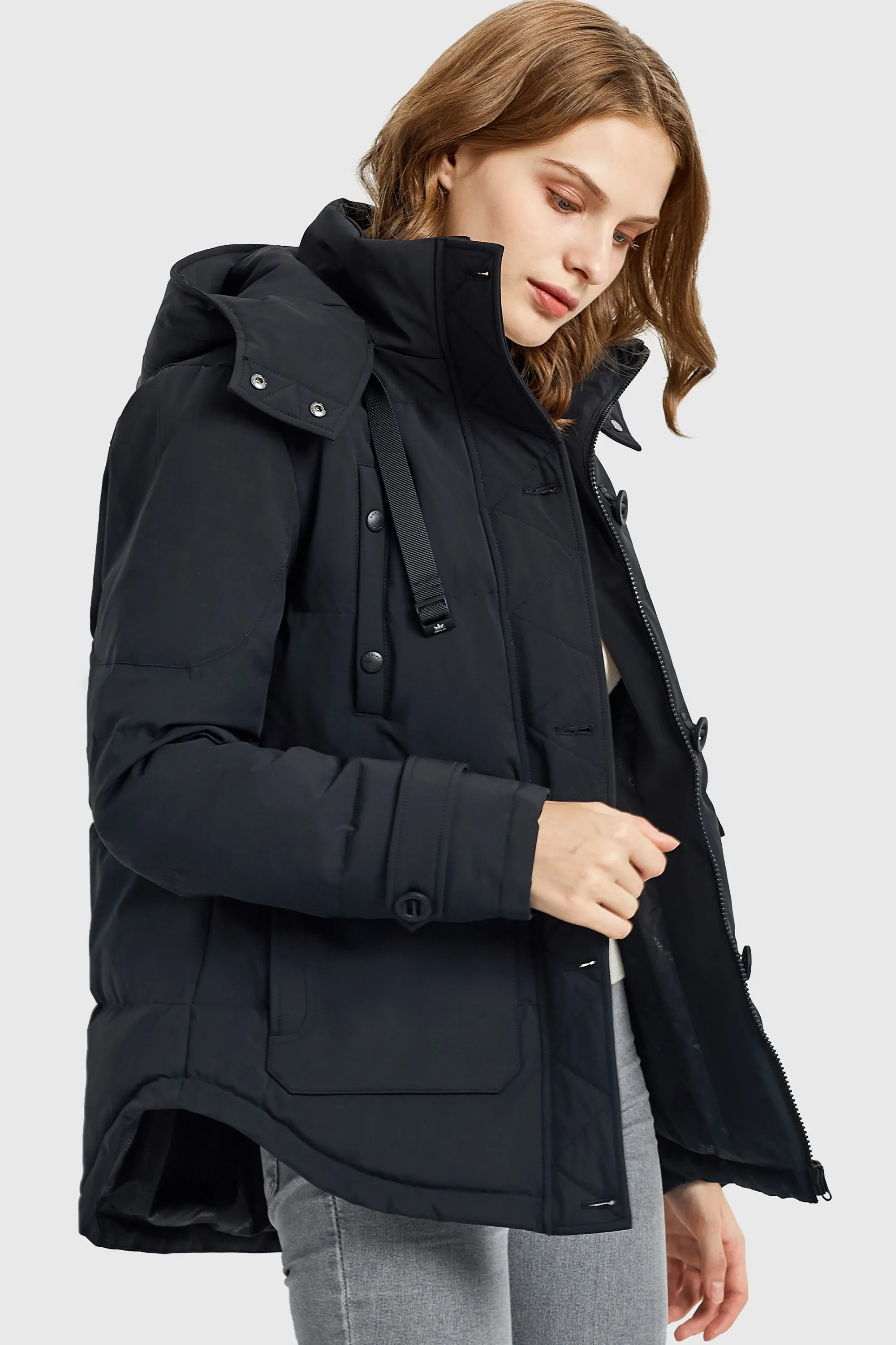 Hooded Down Jacket with Pockets