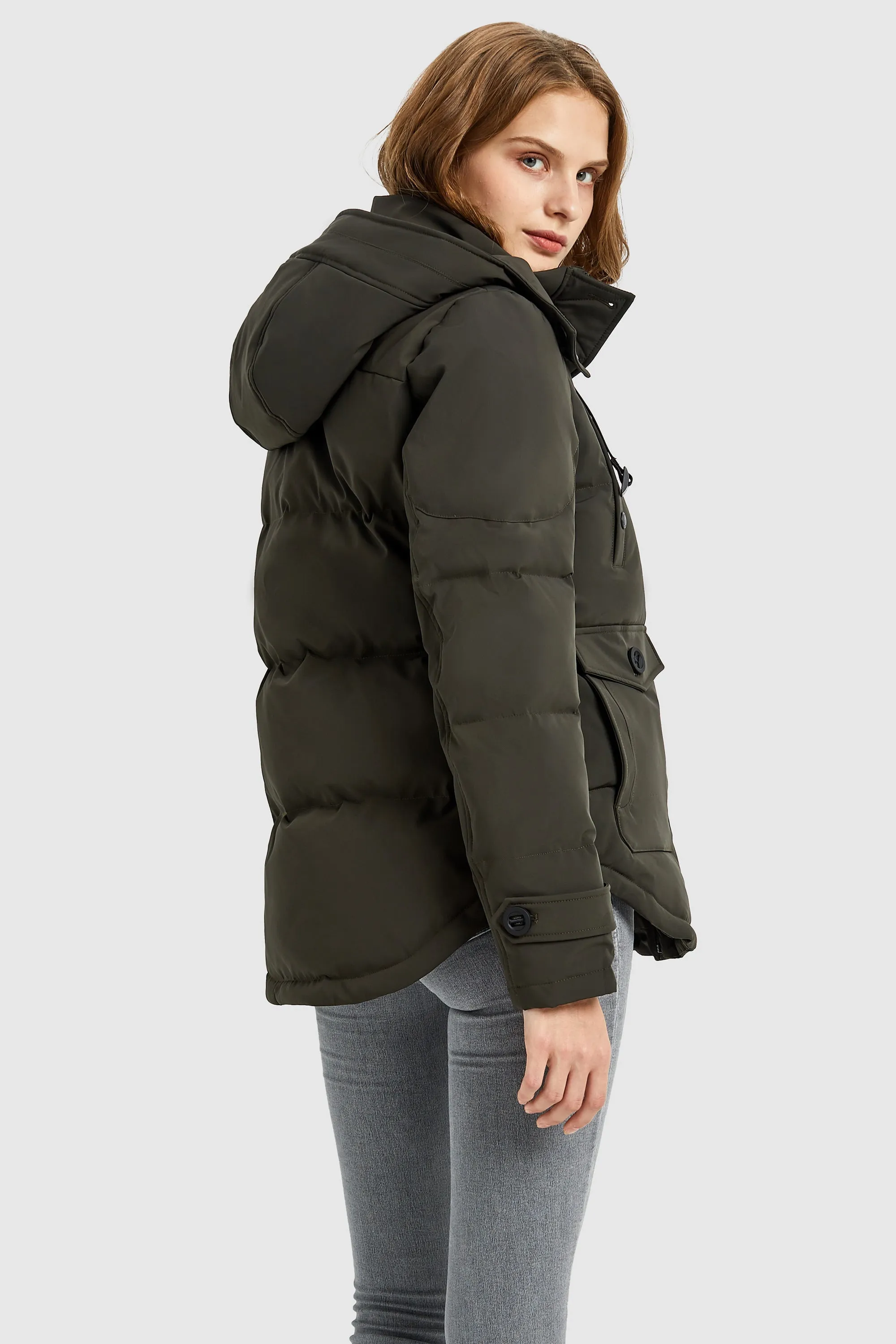 Hooded Down Jacket with Pockets