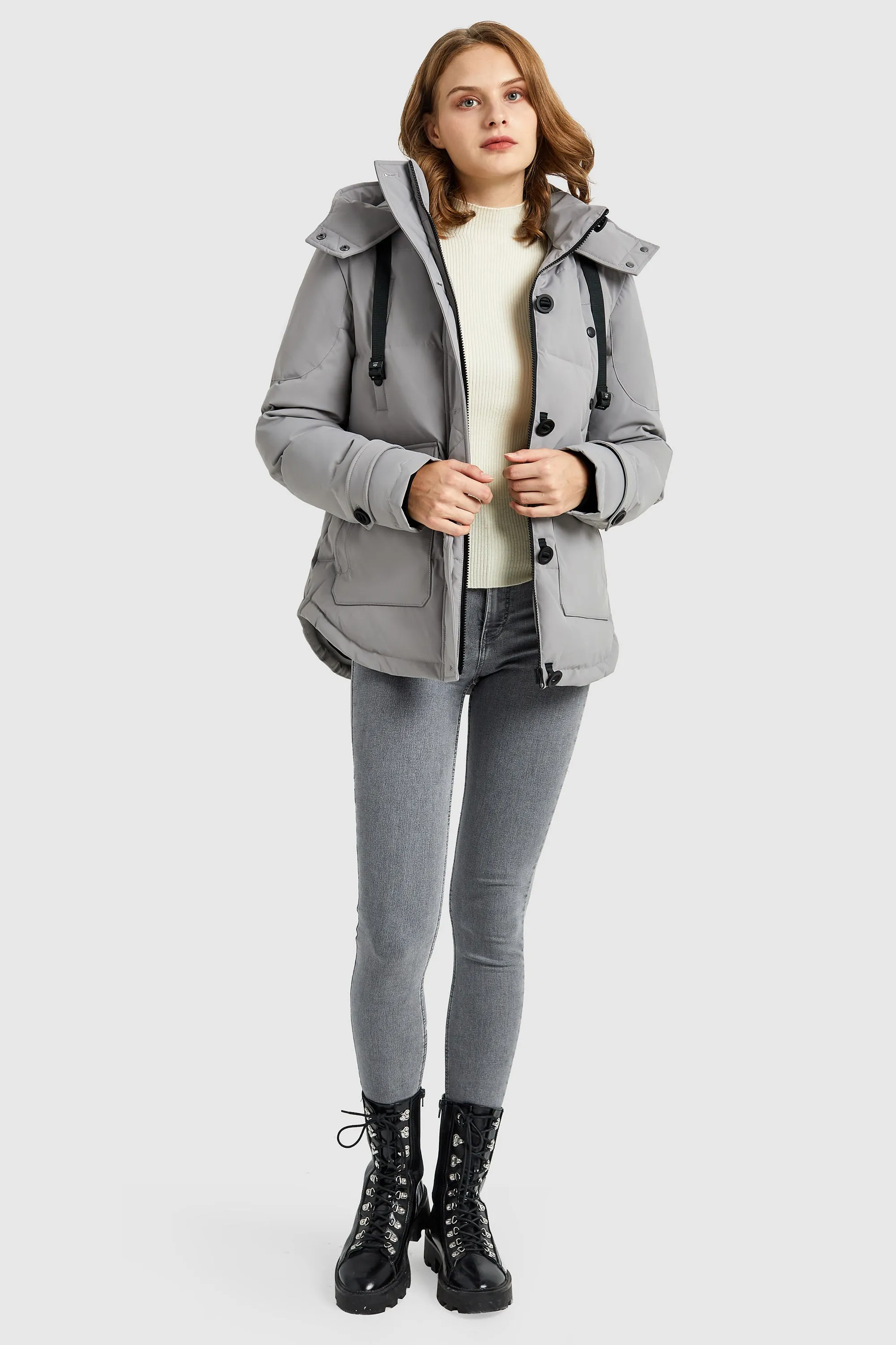 Hooded Down Jacket with Pockets