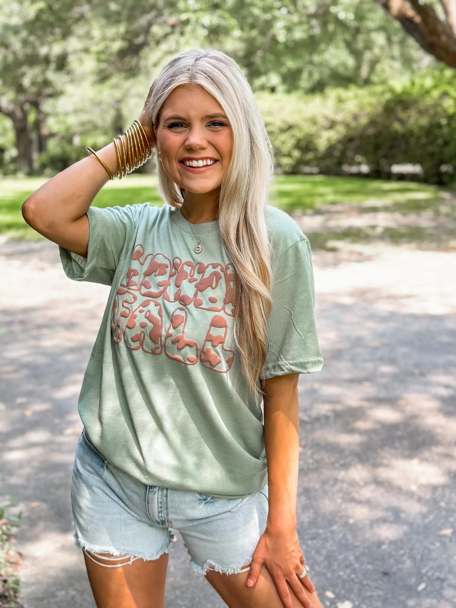 Howdy Fall Cowprint Puff Tee