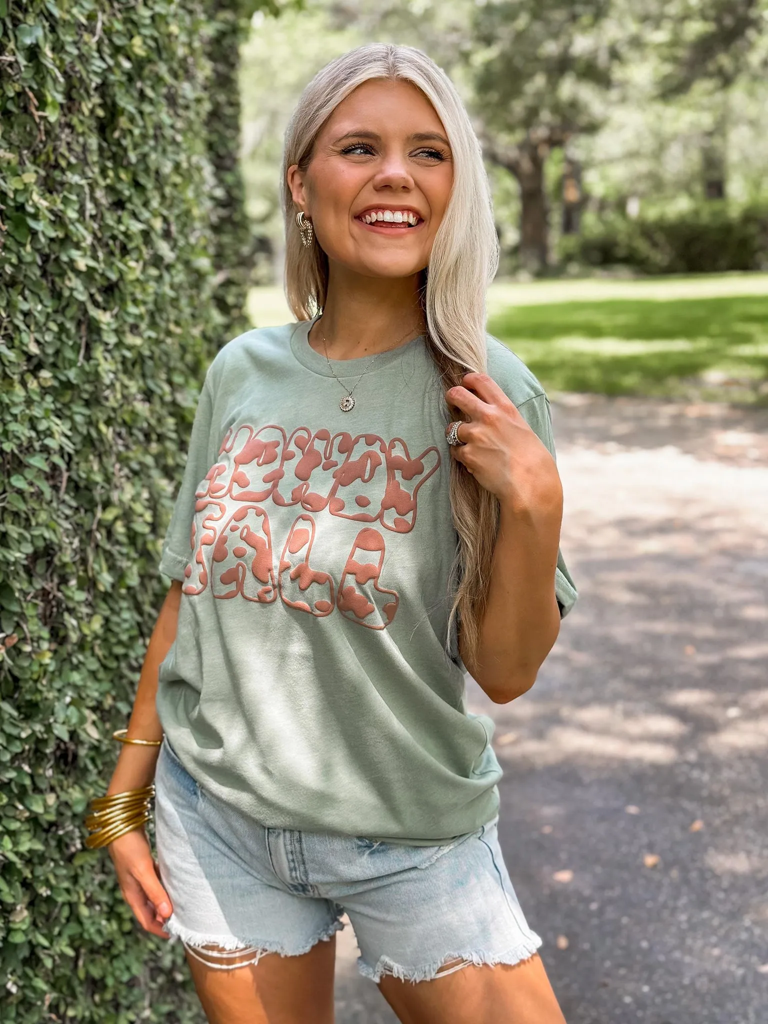 Howdy Fall Cowprint Puff Tee