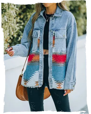 Jeans Casual Jackets 2022 Cowgirl jackets Western Denim Coat Ethnic Patchwork Denim Coat