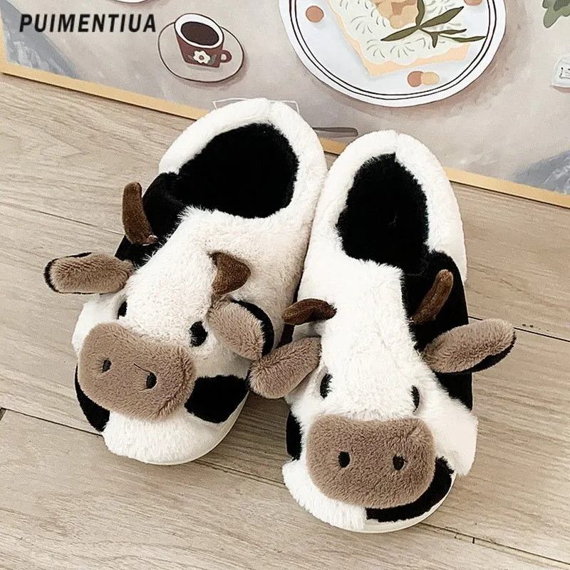 Kawaii Cow Warm Winter Slippers