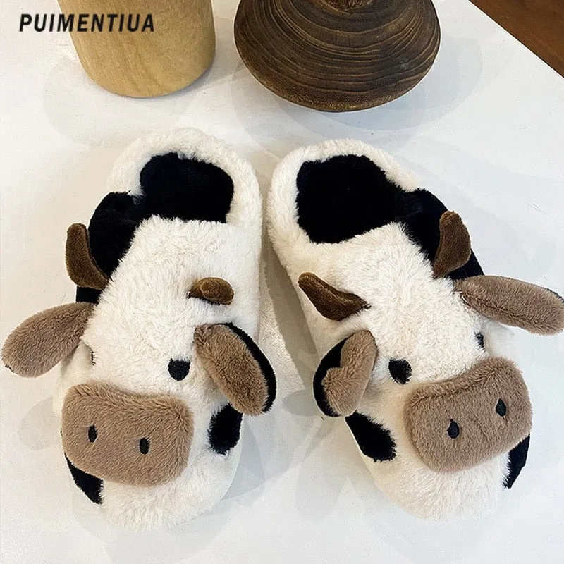 Kawaii Cow Warm Winter Slippers