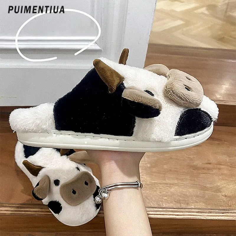 Kawaii Cow Warm Winter Slippers