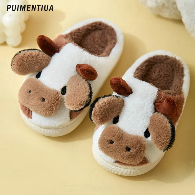 Kawaii Cow Warm Winter Slippers