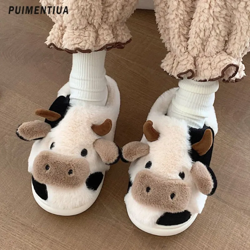 Kawaii Cow Warm Winter Slippers