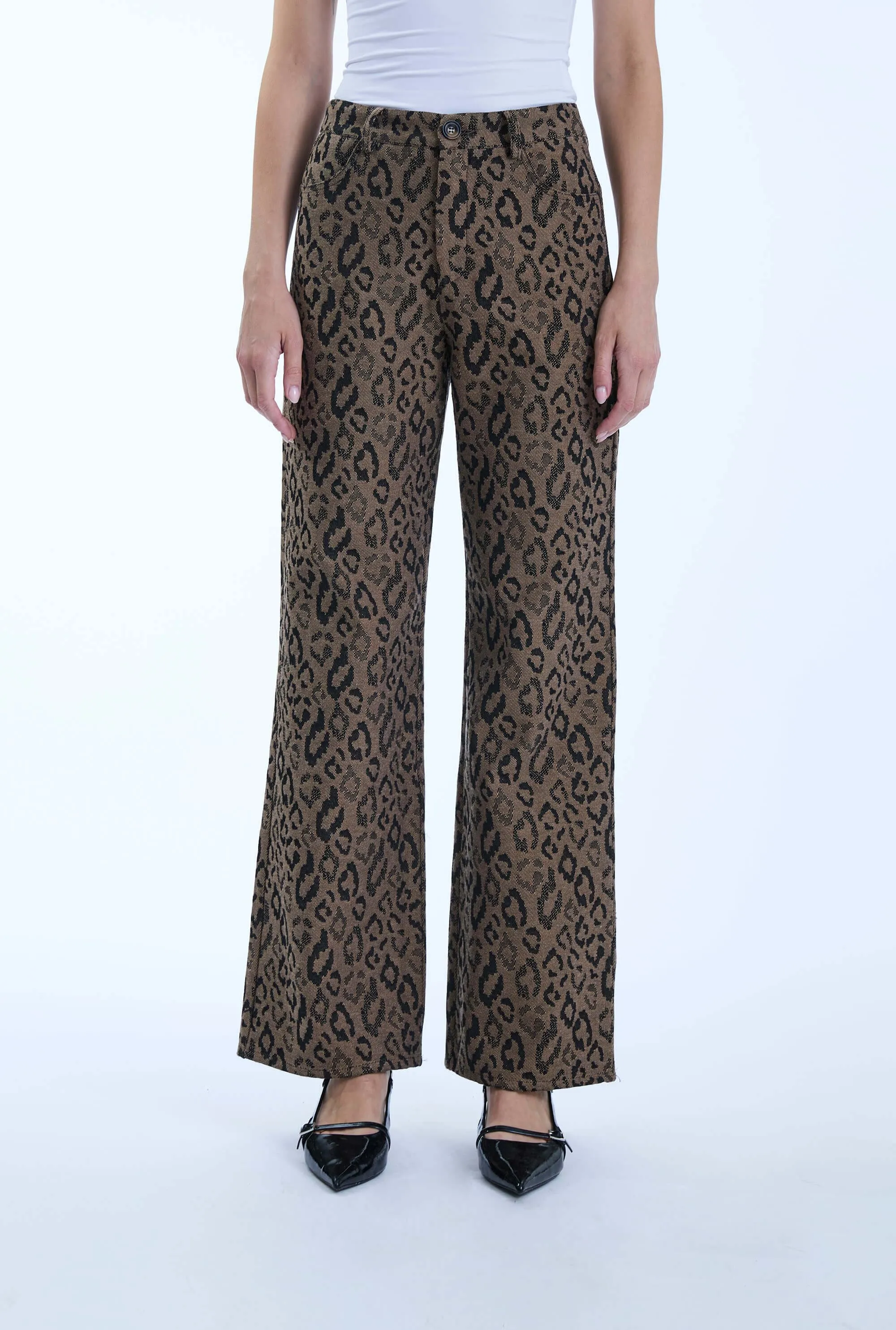 Leopard Print Detail Trousers