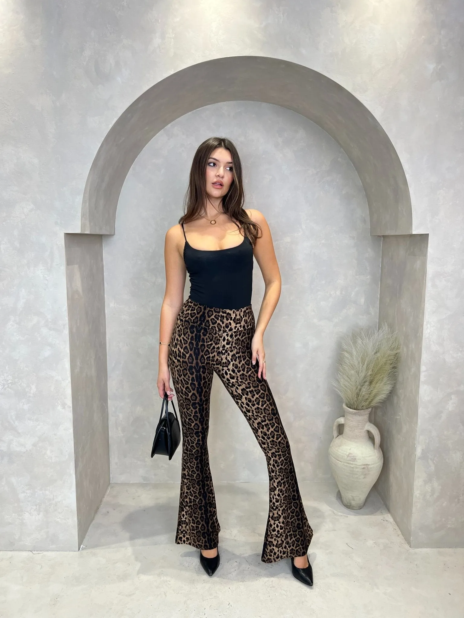 Leopard Print Flared Trousers