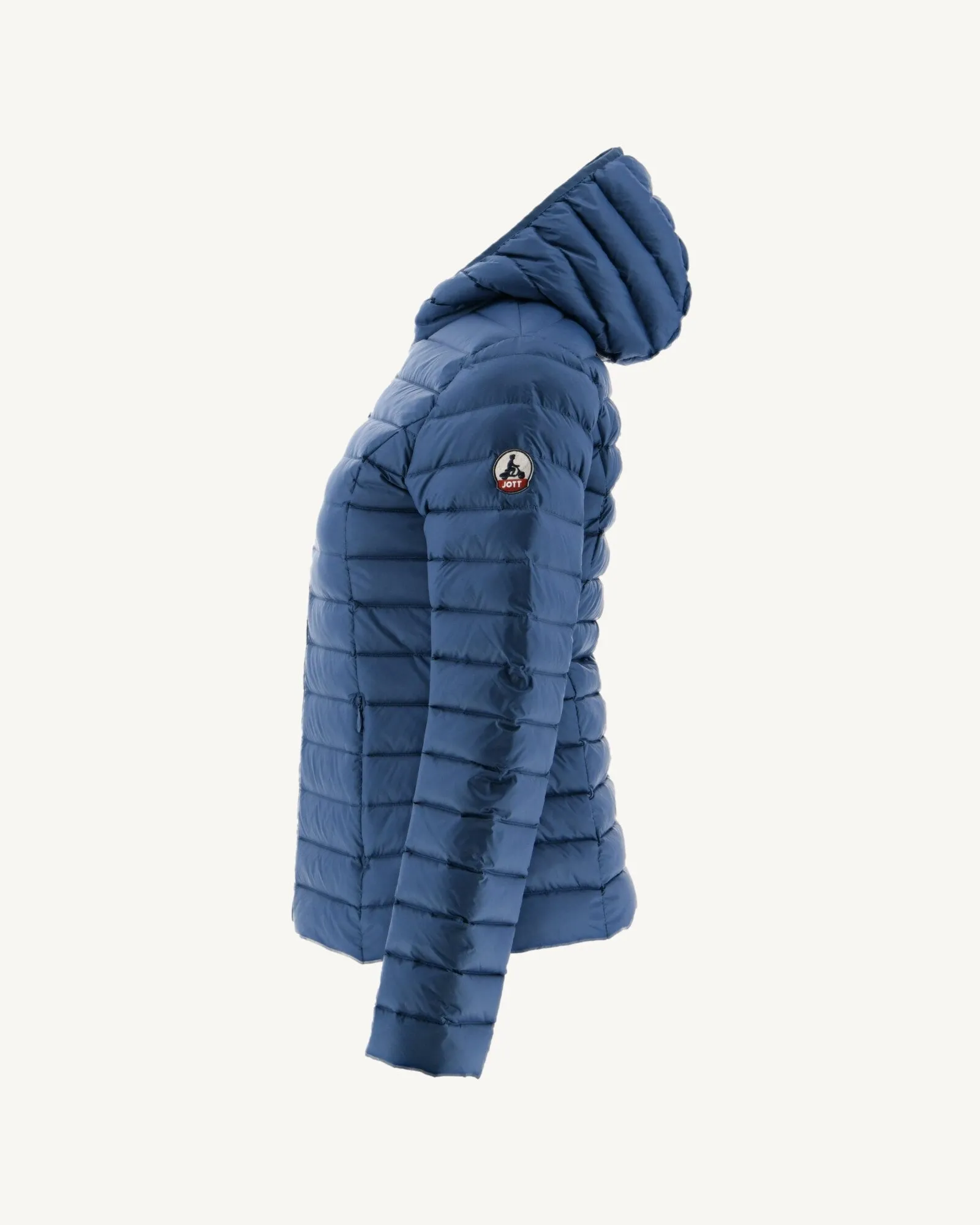 Lightweight hooded down jacket Blue jeans Cloe