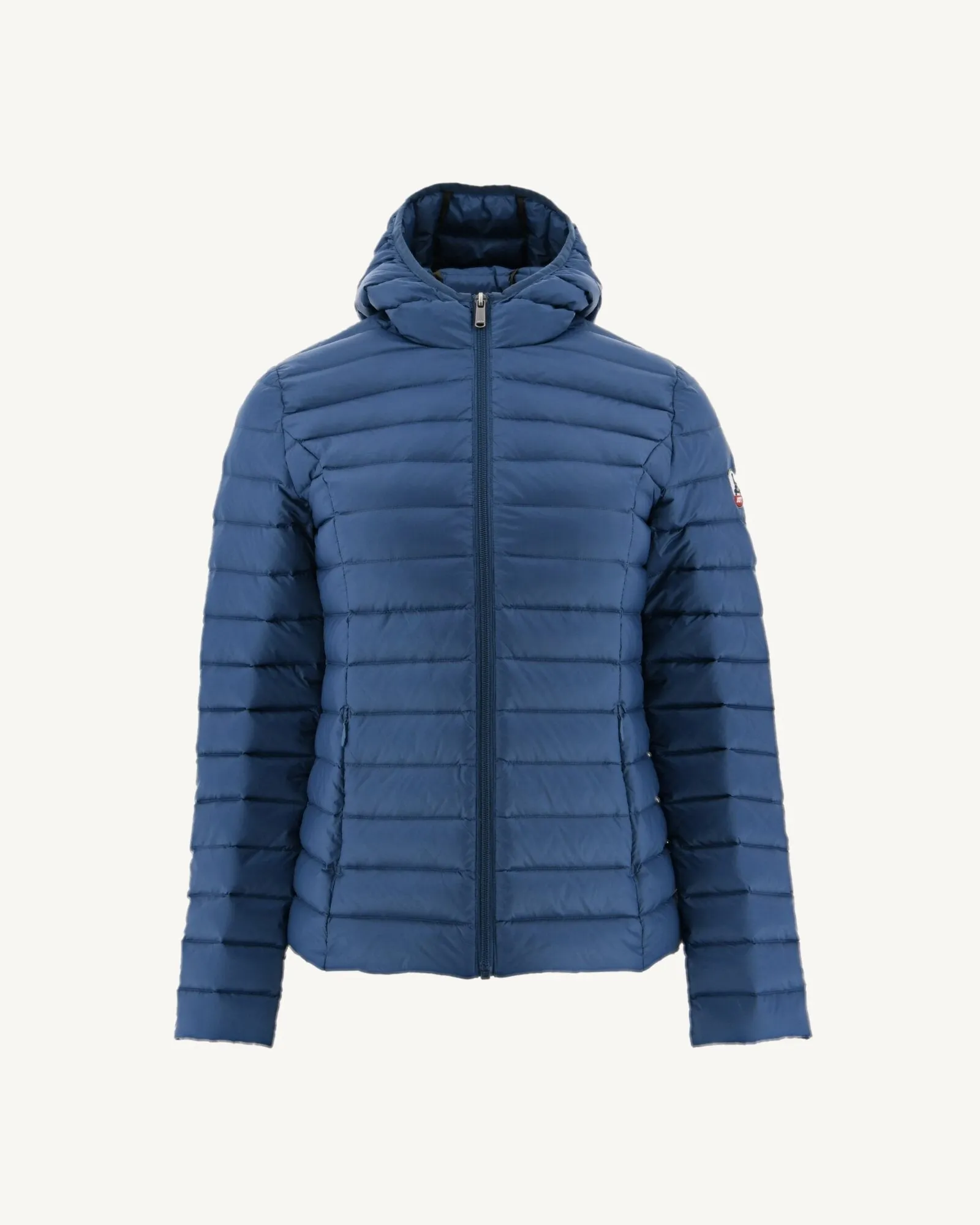 Lightweight hooded down jacket Blue jeans Cloe