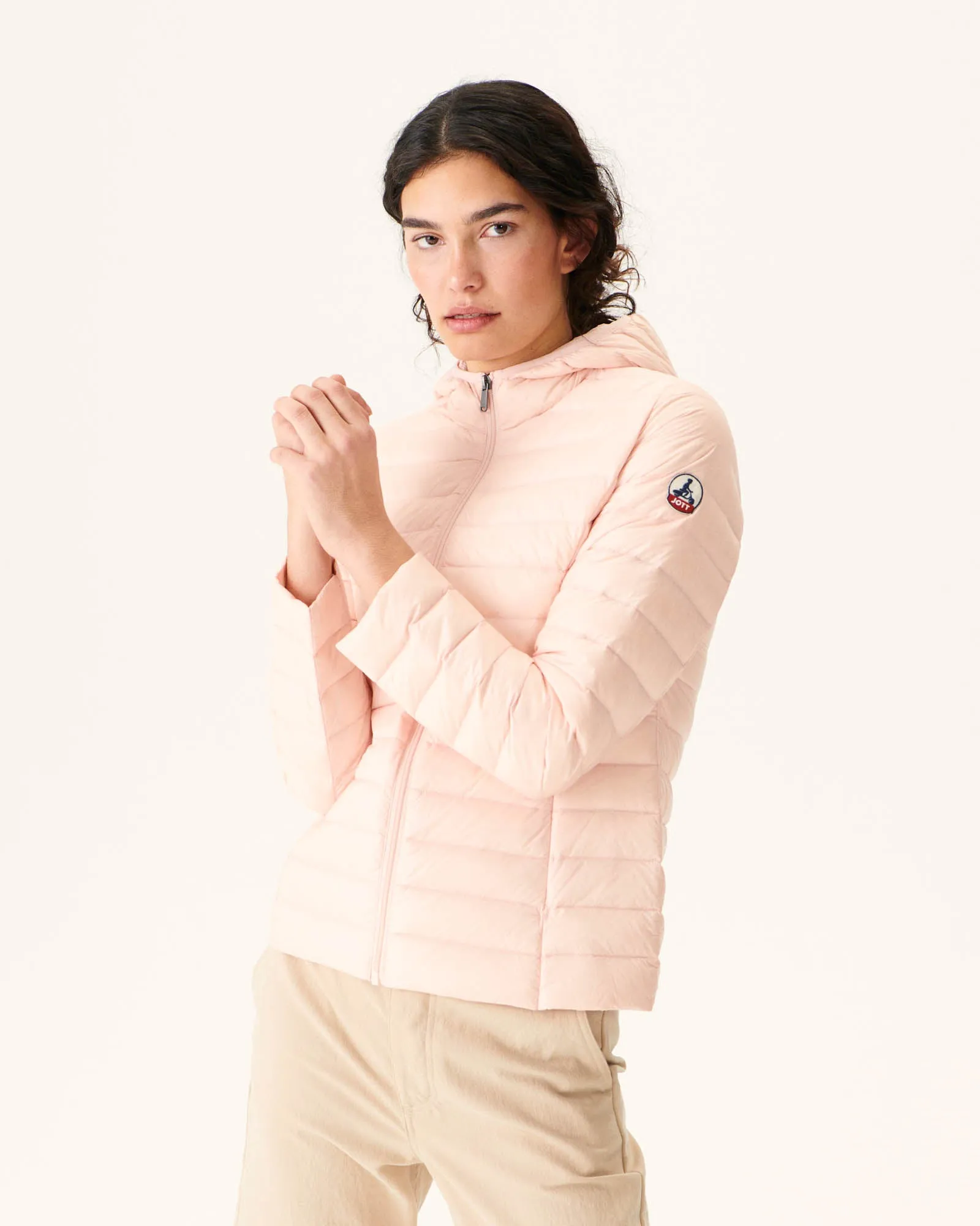 Lightweight hooded down jacket Soft pink Cloe