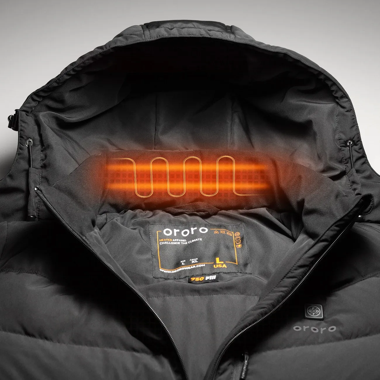 Men's Heated Down Jacket - Black