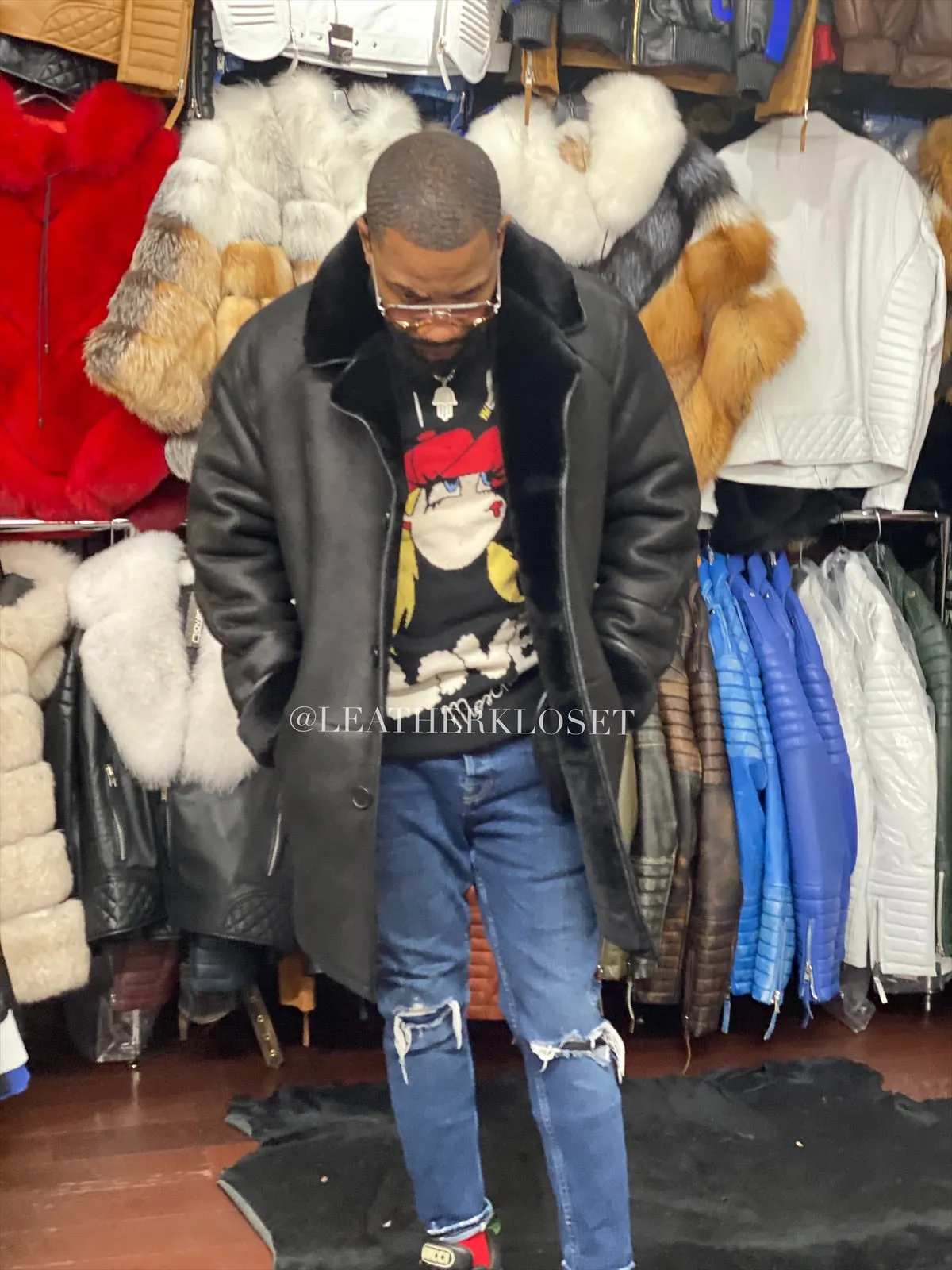 Men's Sheepskin Shearling Car Coat