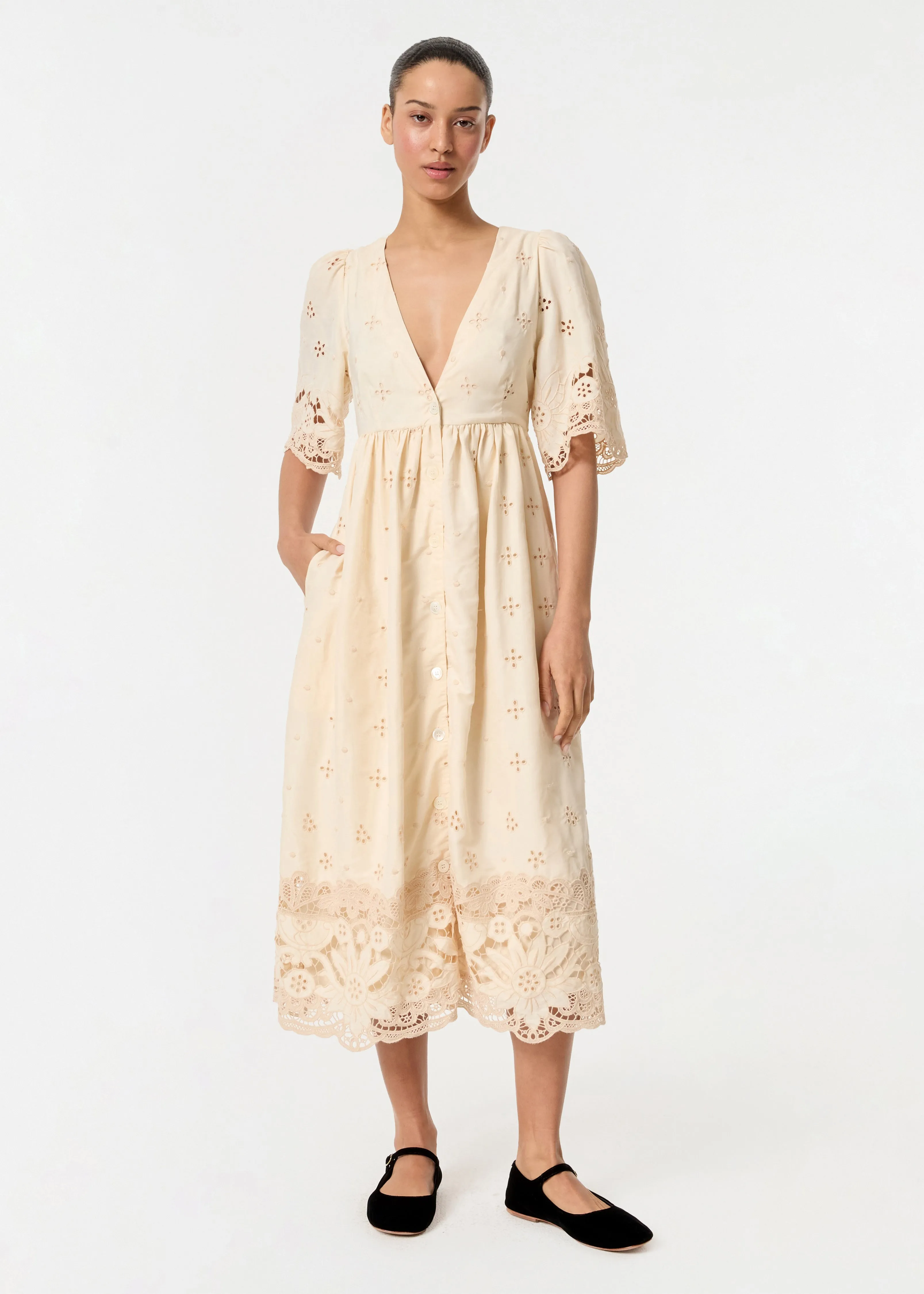 Mira Dress | Warm Ivory Etoile Eyelet