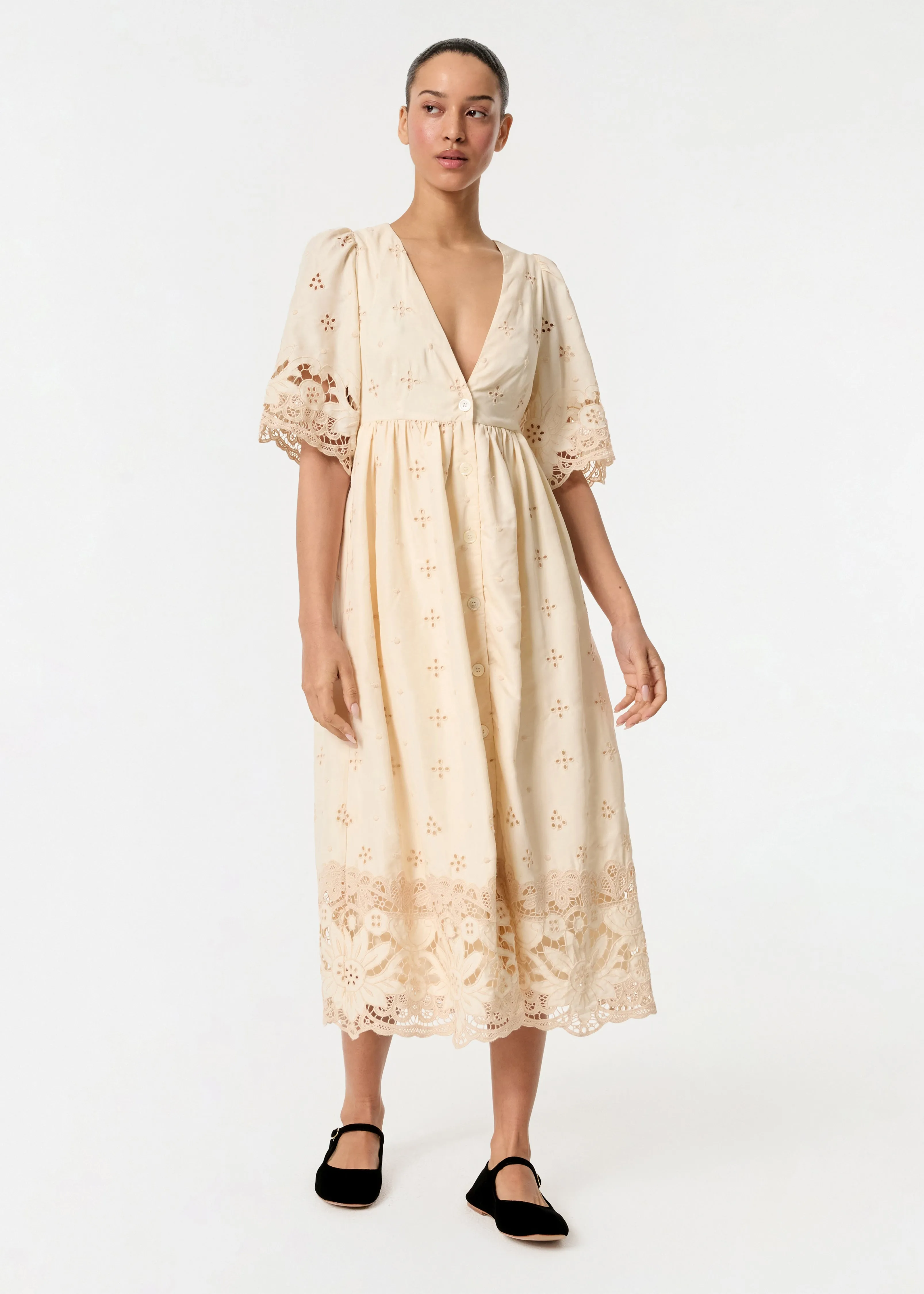 Mira Dress | Warm Ivory Etoile Eyelet