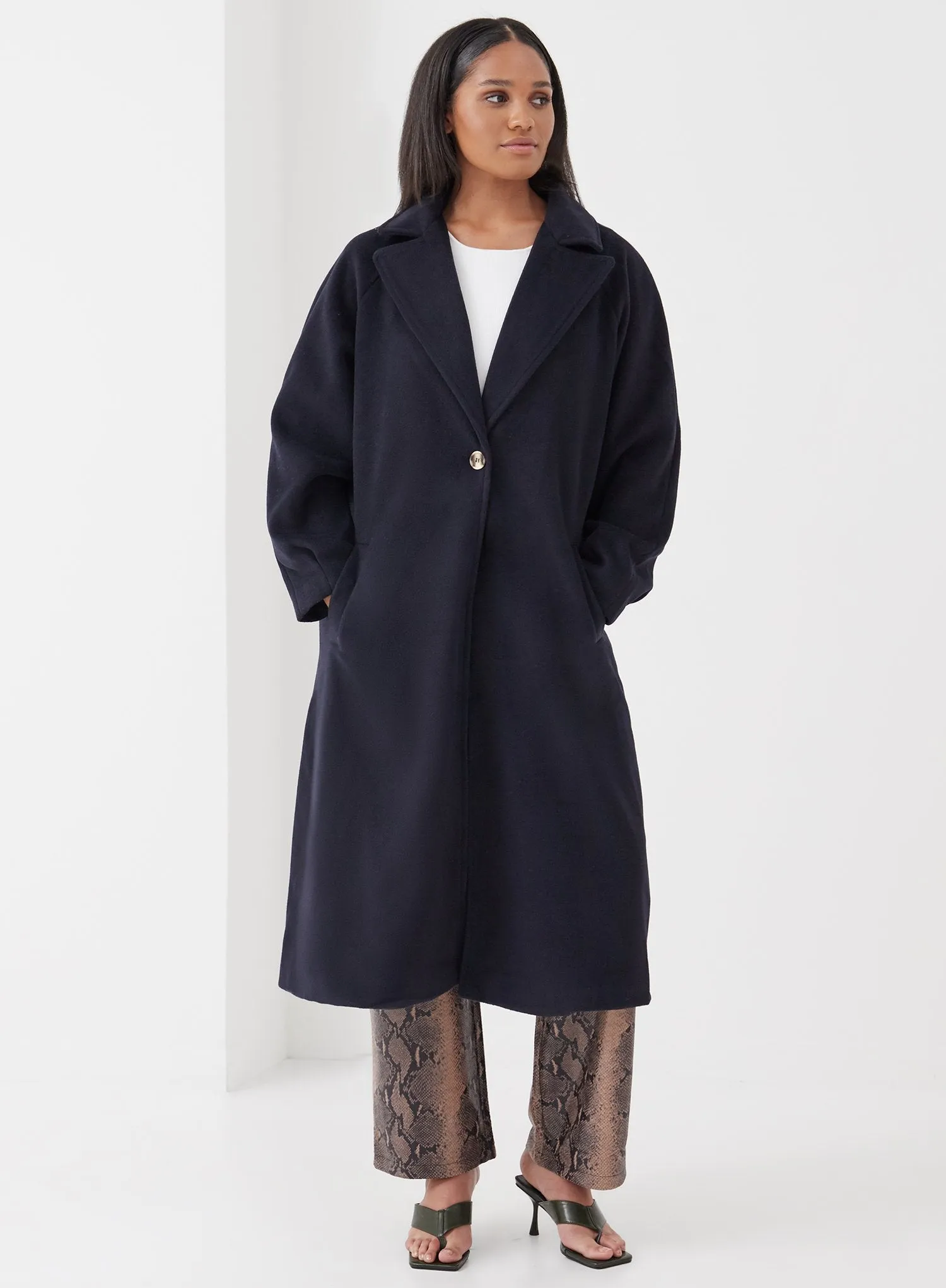 Navy Longline Coat - Betty