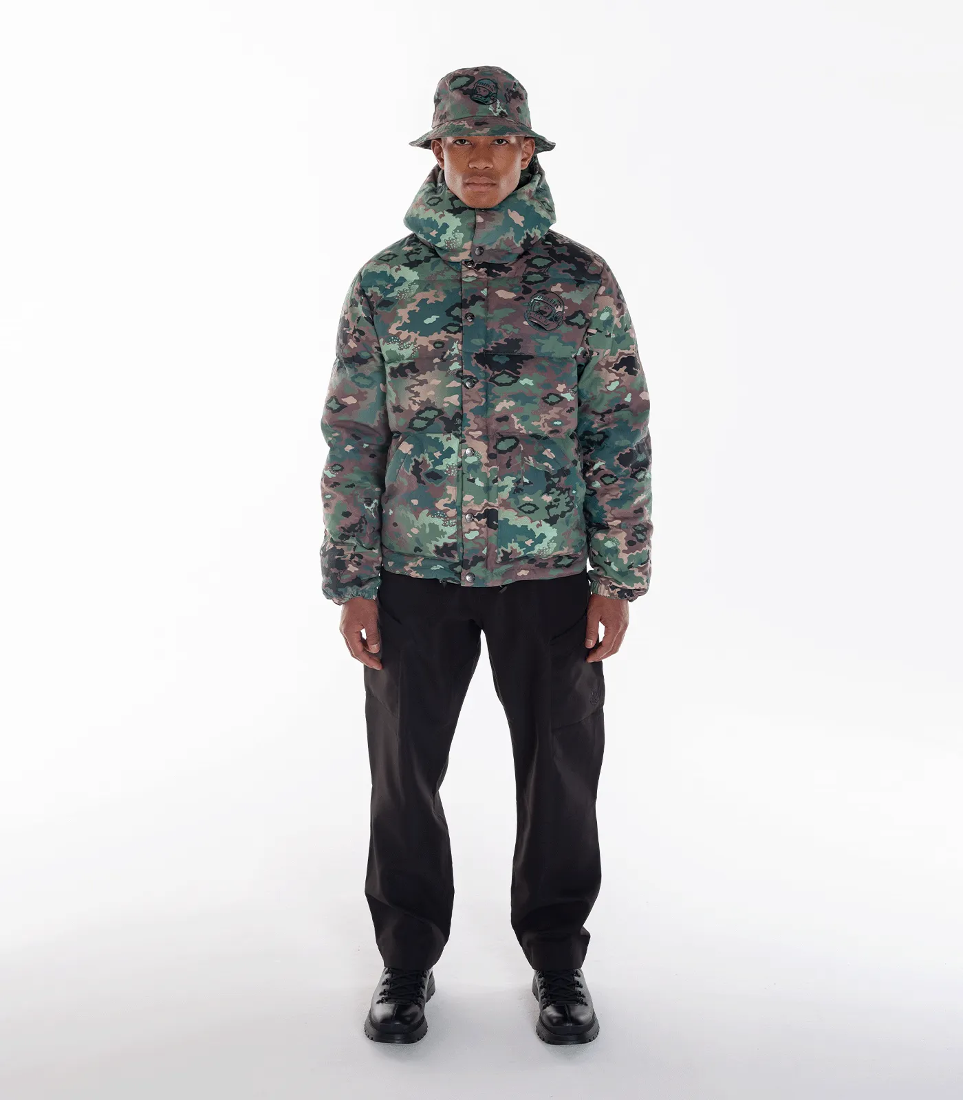 NOTHING CAMO DOWN FILLED HOODED JACKET - GREEN