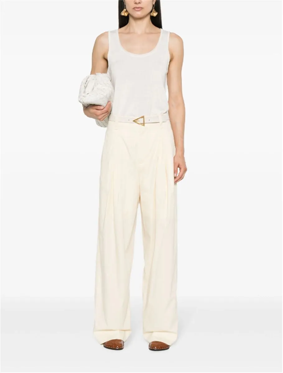 PLEAT-DETAIL STRAIGHT-LEG TROUSERS