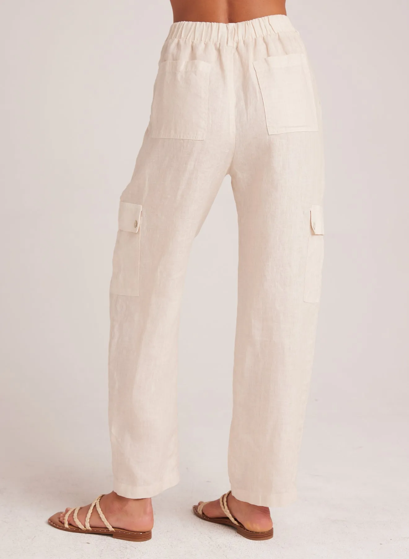 Pleated Linen Cargo Trousers - Samba Tan