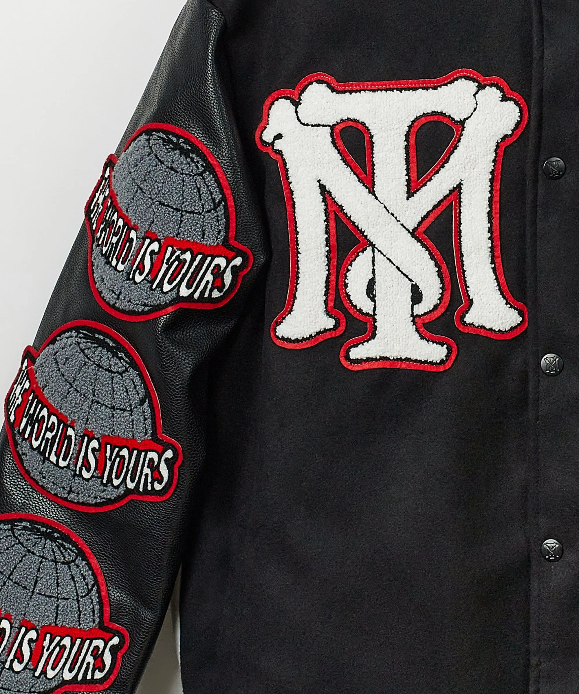 Scarface™ X Reason Collab Patched Wool Varsity Jacket - Black