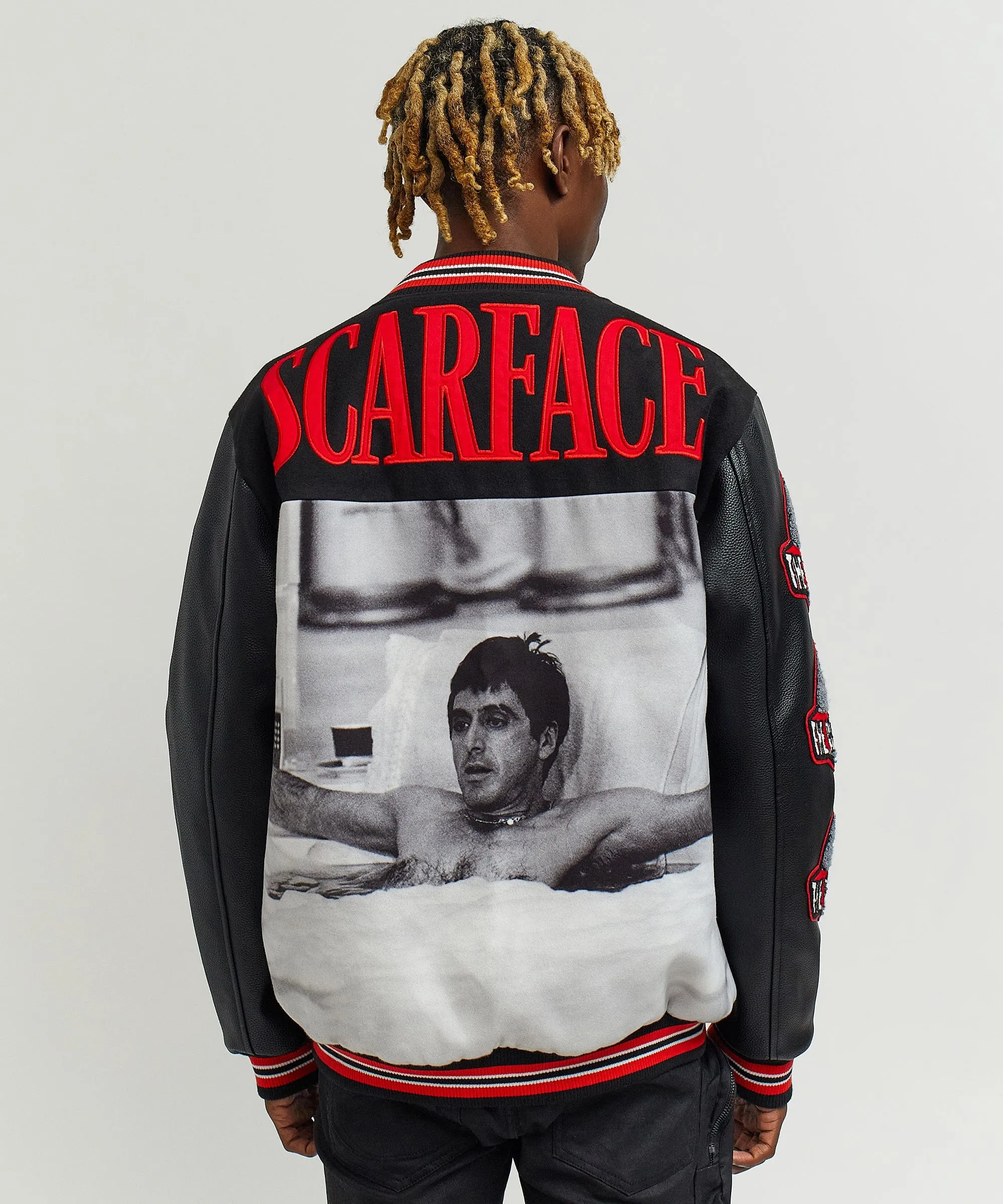 Scarface™ X Reason Collab Patched Wool Varsity Jacket - Black