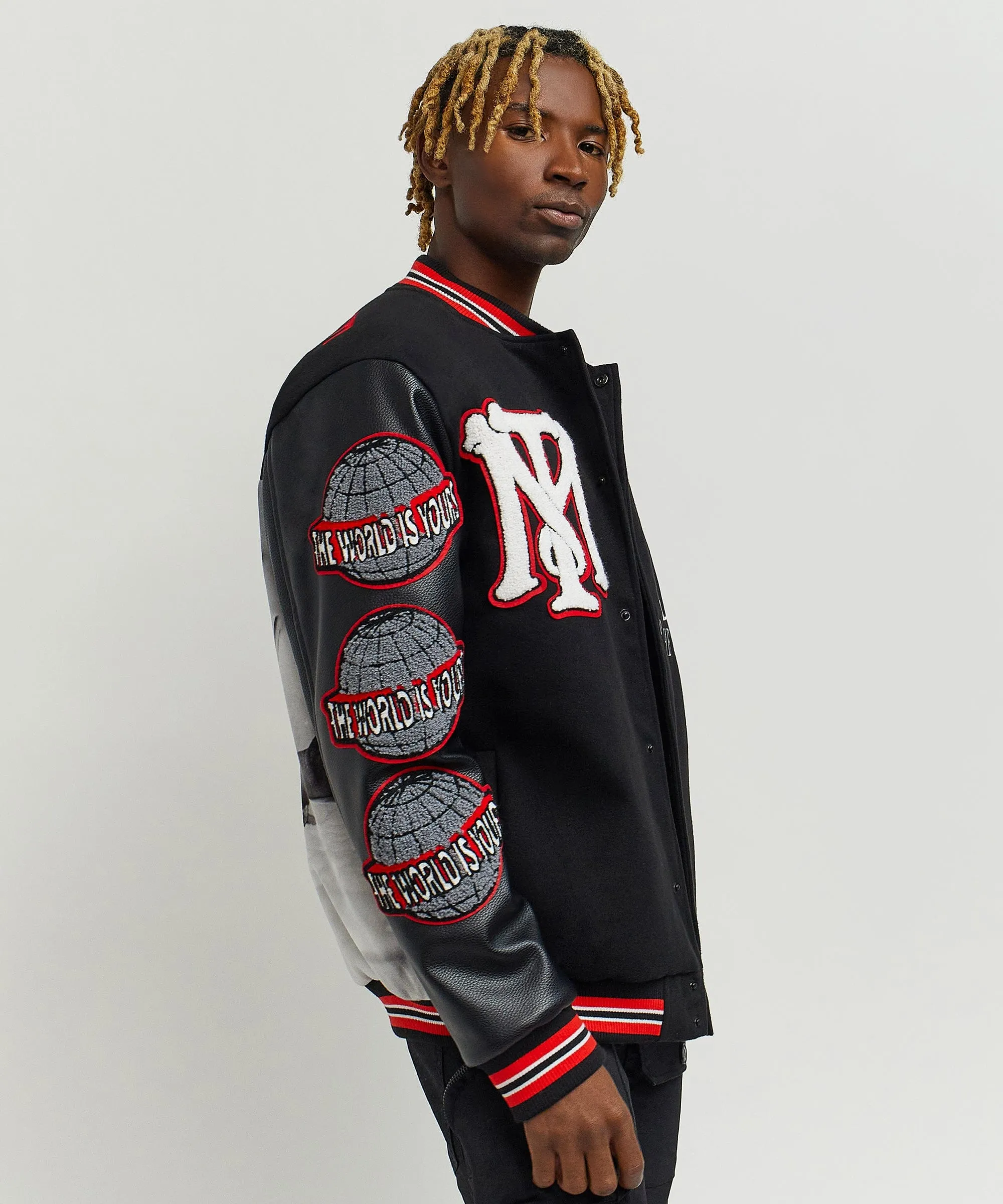 Scarface™ X Reason Collab Patched Wool Varsity Jacket - Black