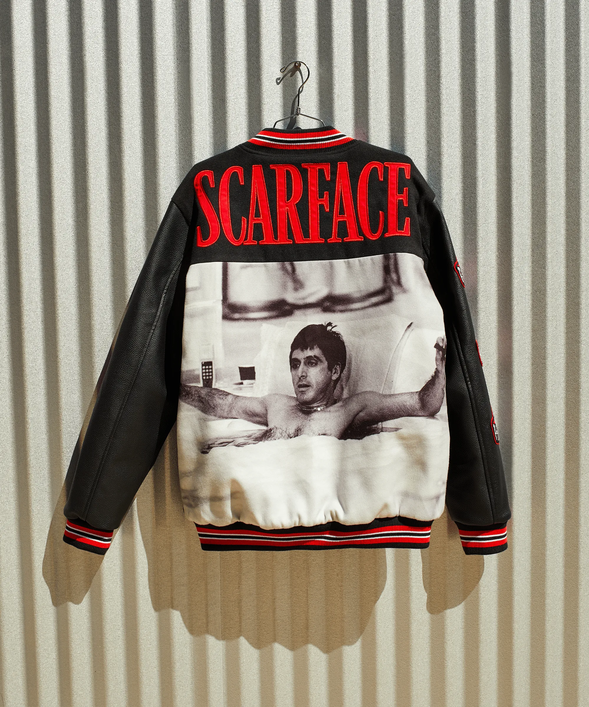 Scarface™ X Reason Collab Patched Wool Varsity Jacket - Black