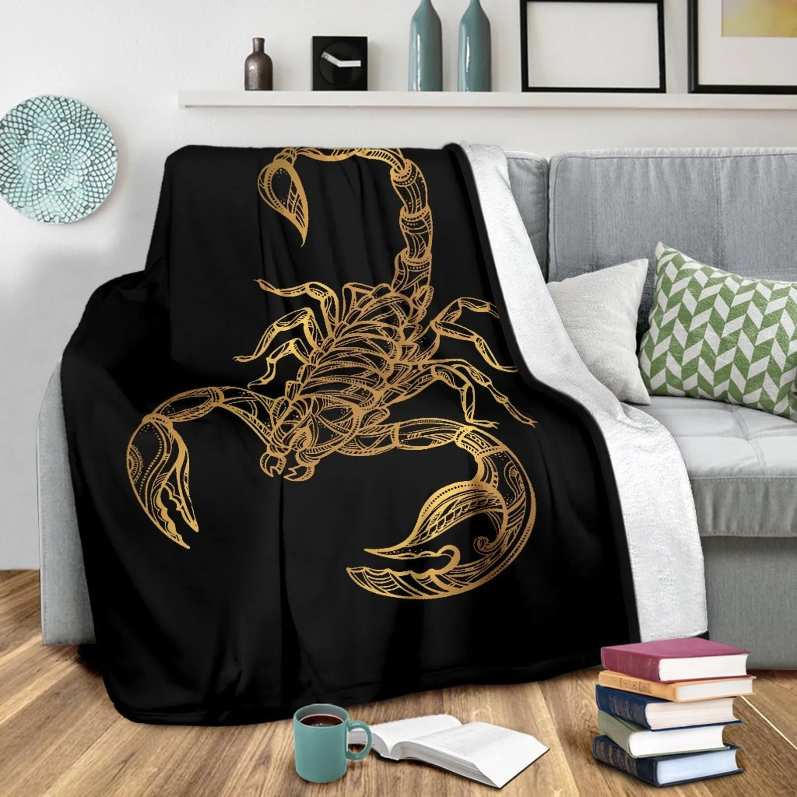 Scorpio Blanket, Golden Scorpion Lover Throw Blanket, Teen Girls Boys And Adult Micro Fleece Blanket, Warm Scorpio Throw Blanket