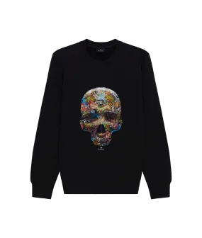 'Sticker Skull' Sweatshirt - Black