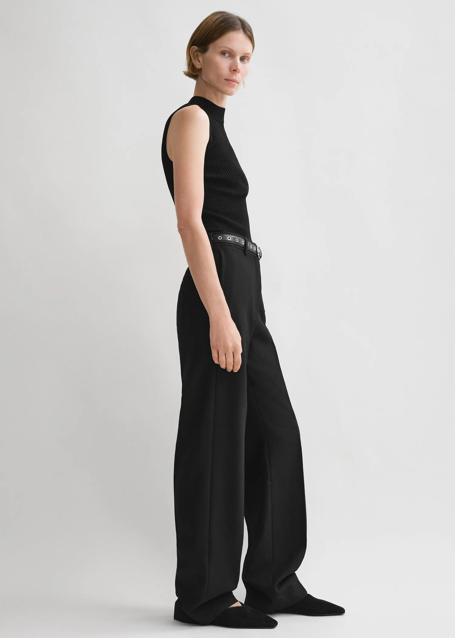 Straight tailored trousers black