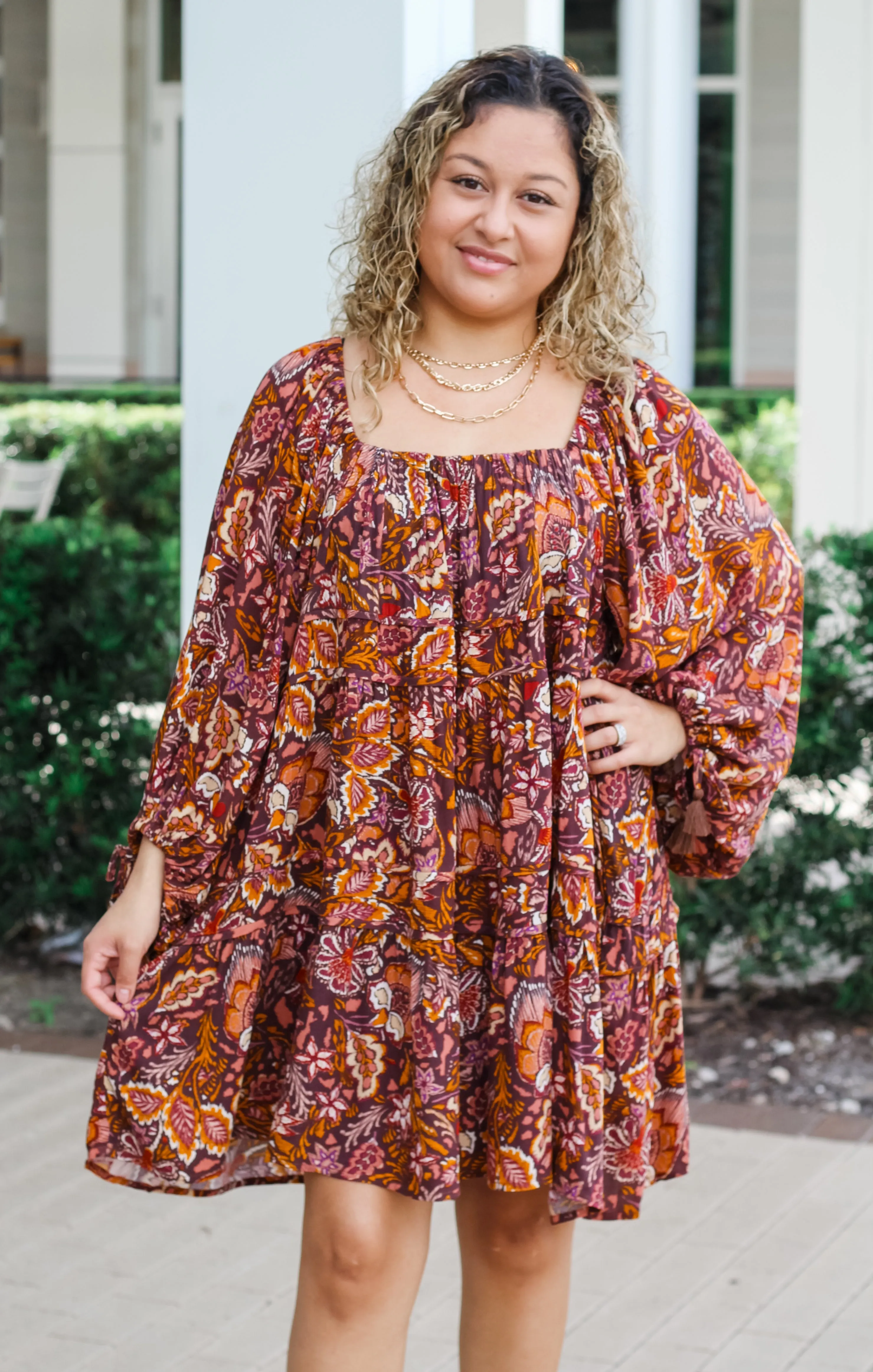 The Fall Boho Mini Dress (Purple)