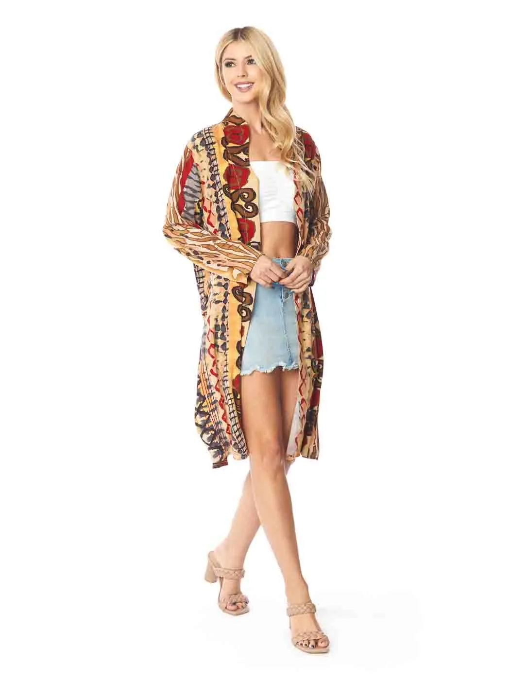 Tianello TENCEL™  "Samba" Print Long "SELENA"  Duster Jacket