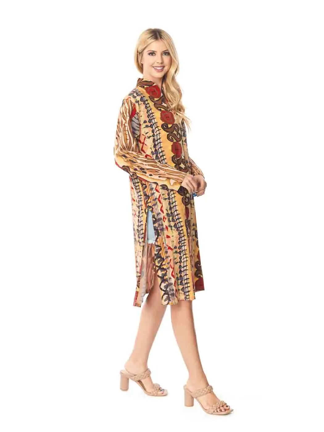 Tianello TENCEL™  "Samba" Print Long "SELENA"  Duster Jacket